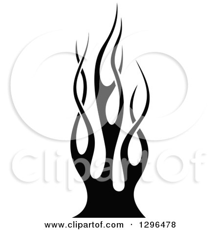 Clipart of a Black and White Tibal Fire Tattoo Design Element 8 - Royalty Free Vector Illustration by Vector Tradition SM