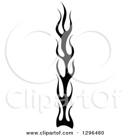 Clipart of a Black and White Tall Tibal Fire Tattoo Design Element 3 - Royalty Free Vector Illustration by Vector Tradition SM