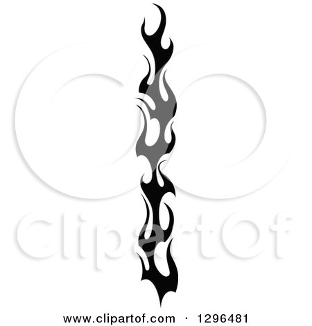 Clipart of a Black and White Tall Tibal Fire Tattoo Design Element 4 - Royalty Free Vector Illustration by Vector Tradition SM