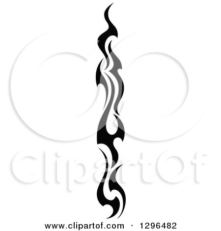 Clipart of a Black and White Tall Tibal Fire Tattoo Design Element 5 - Royalty Free Vector Illustration by Vector Tradition SM