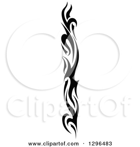 Clipart of a Black and White Tall Tibal Fire Tattoo Design Element 6 - Royalty Free Vector Illustration by Vector Tradition SM