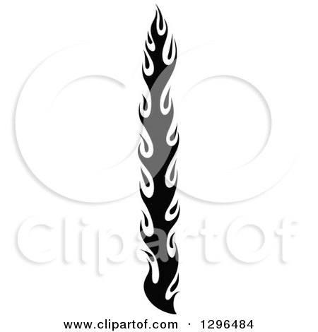 Clipart of a Black and White Tall Tibal Fire Tattoo Design Element 7 - Royalty Free Vector Illustration by Vector Tradition SM