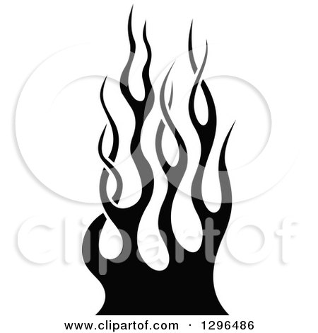 Clipart of a Black and White Tibal Fire Tattoo Design Element - Royalty Free Vector Illustration by Vector Tradition SM