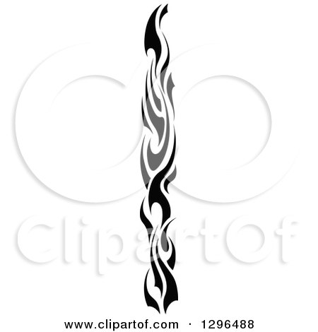 Clipart of a Black and White Tall Tibal Fire Tattoo Design Element - Royalty Free Vector Illustration by Vector Tradition SM