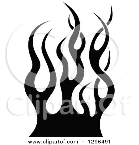 Clipart of a Black and White Tibal Fire Tattoo Design Element 4 - Royalty Free Vector Illustration by Vector Tradition SM