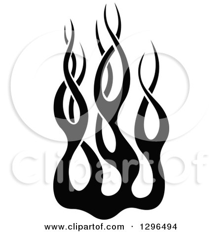 Clipart of a Black and White Tibal Fire Tattoo Design Element 7 - Royalty Free Vector Illustration by Vector Tradition SM