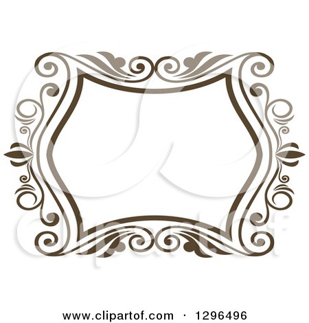 Clipart of a Vintage Brown Swirl Floral Wedding Frame - Royalty Free Vector Illustration by Vector Tradition SM
