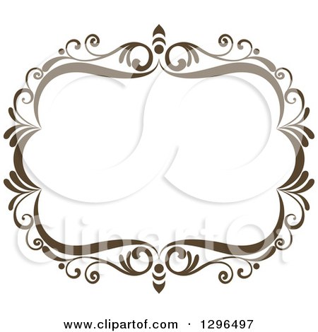 Clipart of a Vintage Brown Swirl Floral Wedding Frame 2 - Royalty Free Vector Illustration by Vector Tradition SM
