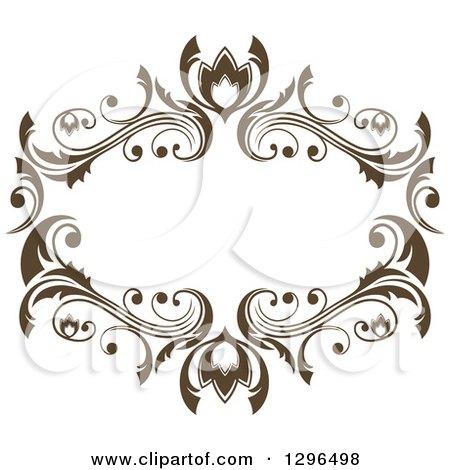 Clipart of a Vintage Brown Swirl Floral Wedding Frame 3 - Royalty Free Vector Illustration by Vector Tradition SM