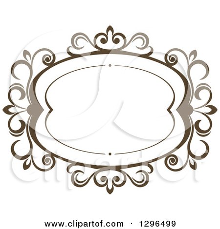 Clipart of a Vintage Brown Swirl Floral Wedding Frame 4 - Royalty Free Vector Illustration by Vector Tradition SM