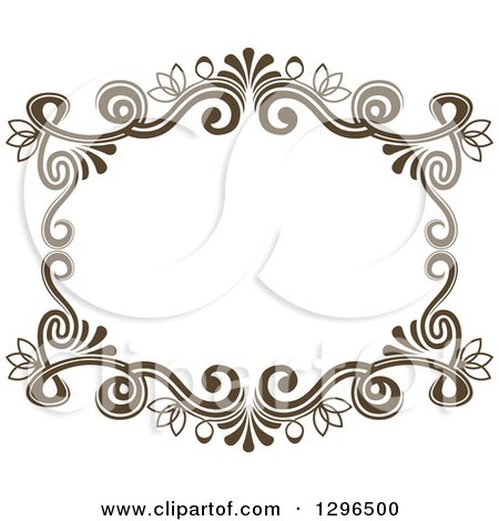 Clipart of a Vintage Brown Swirl Floral Wedding Frame 5 - Royalty Free Vector Illustration by Vector Tradition SM