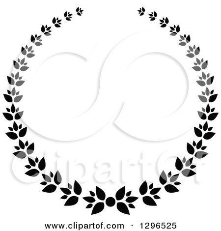 Clipart of a Black and White Laurel Wreath 8 - Royalty Free Vector Illustration by Vector Tradition SM