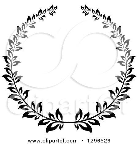 Clipart of a Black and White Laurel Wreath 4 - Royalty Free Vector Illustration by Vector Tradition SM
