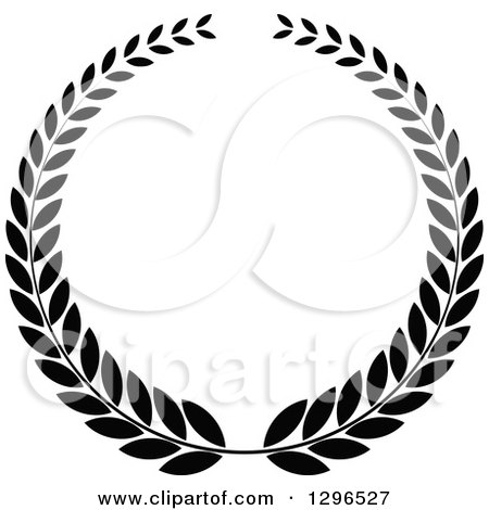 Clipart of a Black and White Laurel Wreath 5 - Royalty Free Vector Illustration by Vector Tradition SM