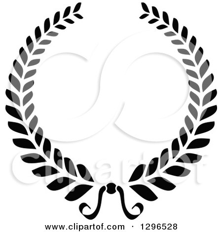 Clipart of a Black and White Laurel Wreath 6 - Royalty Free Vector Illustration by Vector Tradition SM