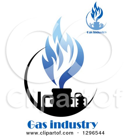Clipart of Black and Blue Natural Gas and Flame Designs with Text - Royalty Free Vector Illustration by Vector Tradition SM