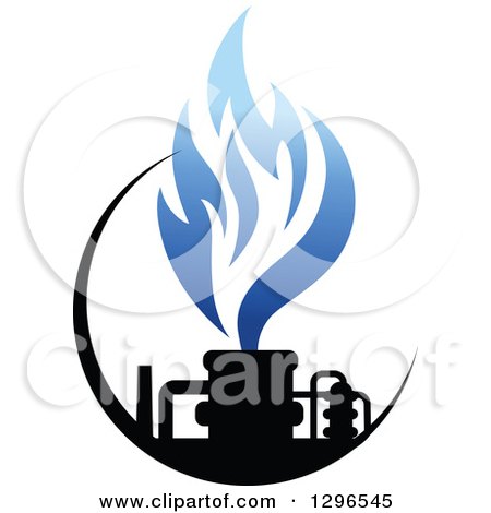 Clipart of a Black and Blue Natural Gas and Flame Design - Royalty Free Vector Illustration by Vector Tradition SM