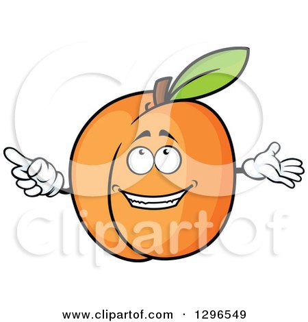 Clipart of a Cartoon Apricot Character Pointing - Royalty Free Vector Illustration by Vector Tradition SM