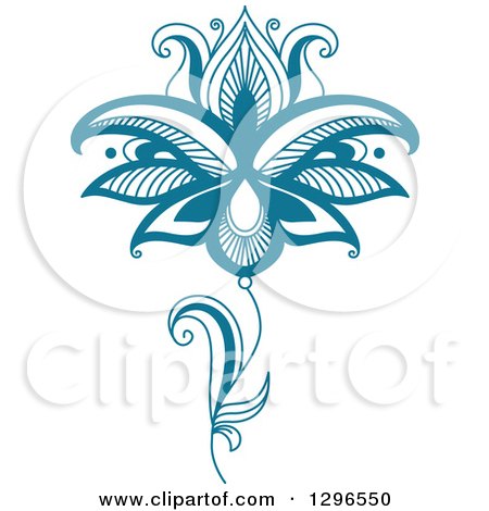 Clipart of a Teal Henna Flower 7 - Royalty Free Vector Illustration by Vector Tradition SM