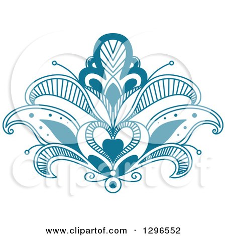 Clipart of a Beautiful Teal Henna Lotus Flower 6 - Royalty Free Vector Illustration by Vector Tradition SM