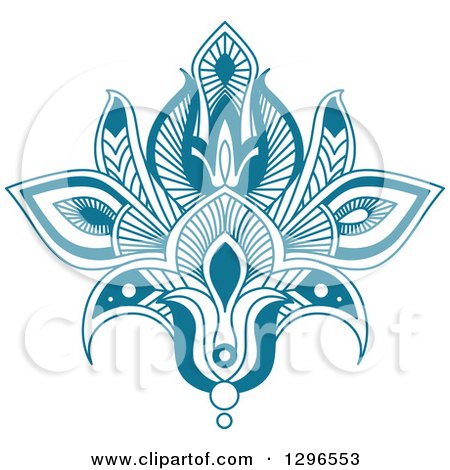 Clipart of a Beautiful Teal Henna Lotus Flower 7 - Royalty Free Vector Illustration by Vector Tradition SM