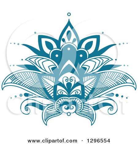 Clipart of a Beautiful Teal Henna Lotus Flower 7 - Royalty Free Vector Illustration by Vector Tradition SM