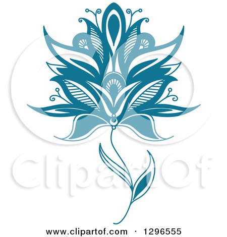 Clipart of a Teal Henna Flower 6 - Royalty Free Vector Illustration by Vector Tradition SM