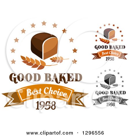 Clipart of Loaves of Bread with Stars and Wheat over Text - Royalty Free Vector Illustration by Vector Tradition SM