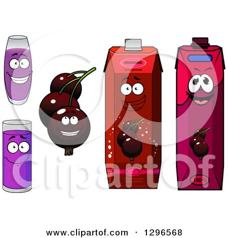 Clipart of Cartoon Currants and Juice Characters - Royalty Free Vector Illustration by Vector Tradition SM
