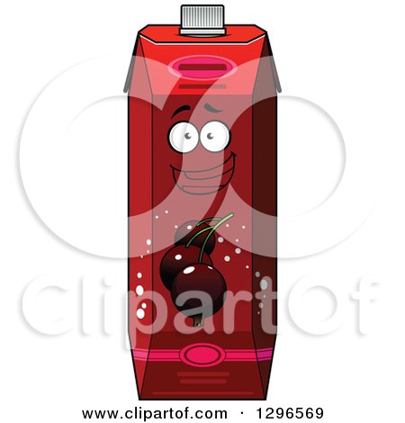 Clipart of a Cartoon Happy Currant Juice Carton Character - Royalty Free Vector Illustration by Vector Tradition SM