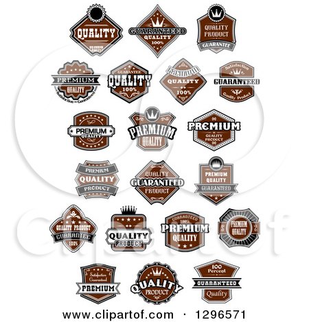 Clipart of Brown Quality Product Label Retail Designs - Royalty Free Vector Illustration by Vector Tradition SM
