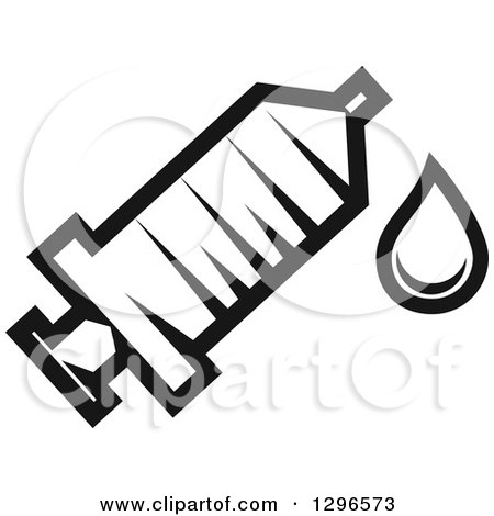 Clipart of a Black and White Drop and Syringe - Royalty Free Vector Illustration by Vector Tradition SM