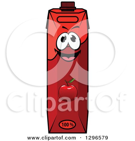 Clipart of a Happy Red Apple Juice Carton Character - Royalty Free Vector Illustration by Vector Tradition SM
