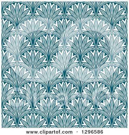 Clipart of a Teal Vintage Seamless Floral Background Pattern - Royalty Free Vector Illustration by Vector Tradition SM