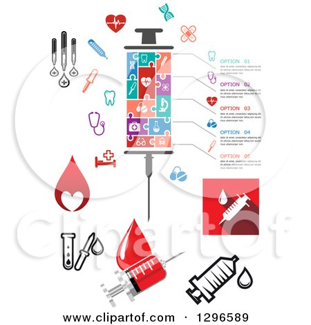 Clipart of Medical Syringes and Icons - Royalty Free Vector Illustration by Vector Tradition SM