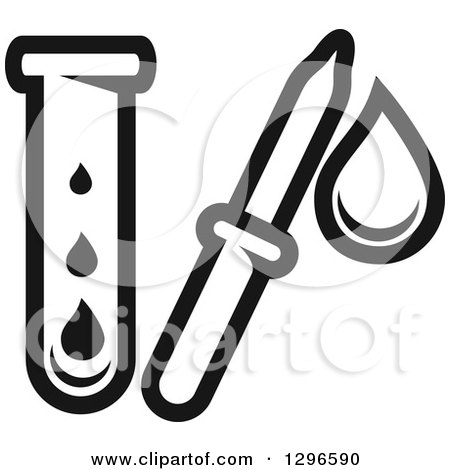 Clipart of a Black and White Medical Dropper and Tube - Royalty Free Vector Illustration by Vector Tradition SM