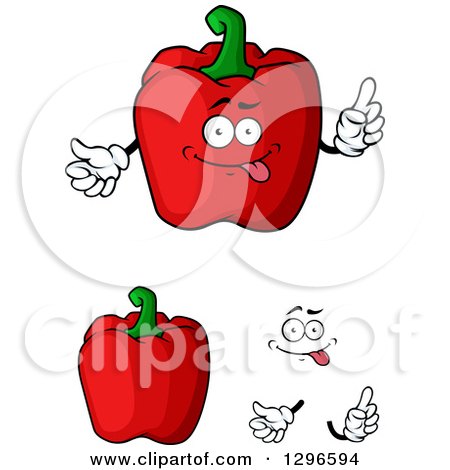 Clipart of a Cartoon Face and Red Bell Peppers 2 - Royalty Free Vector Illustration by Vector Tradition SM