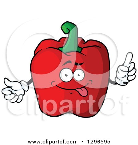 Clipart of a Cartoon Goofy Red Bell Peppers Holding up a Finger - Royalty Free Vector Illustration by Vector Tradition SM