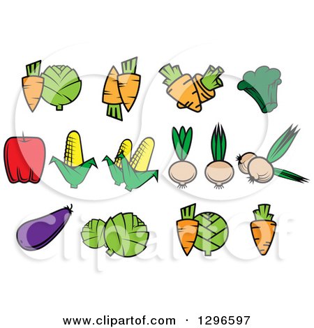 Clipart of Cartoon Veggies - Royalty Free Vector Illustration by Vector Tradition SM