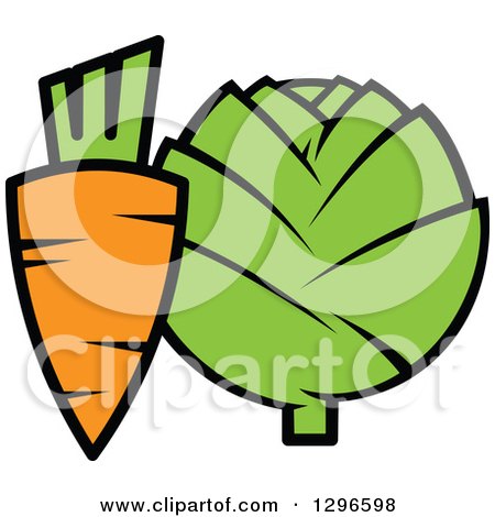 Clipart of a Cartoon Carrot and Artichoke - Royalty Free Vector Illustration by Vector Tradition SM