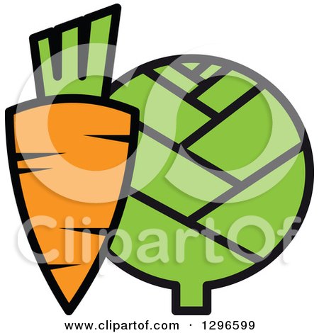 Clipart of a Cartoon Carrot and Artichoke 2 - Royalty Free Vector Illustration by Vector Tradition SM