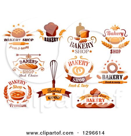 Clipart of Food and Bakery Designs with Text - Royalty Free Vector Illustration by Vector Tradition SM