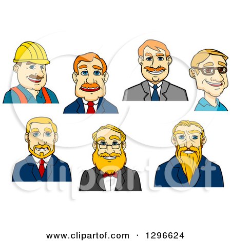 Clipart of Cartoon Avatars of White Contractor and Business Men - Royalty Free Vector Illustration by Vector Tradition SM