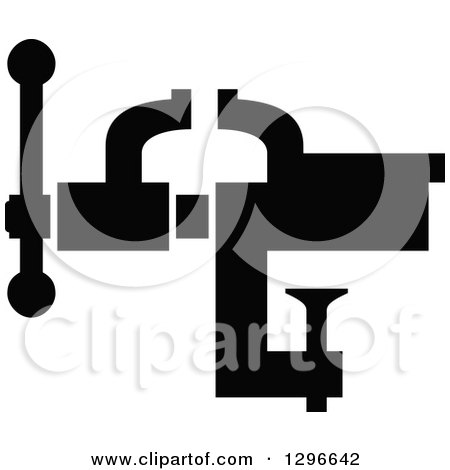 Clipart of a Black Silhouetted Vice Grip - Royalty Free Vector Illustration by Vector Tradition SM