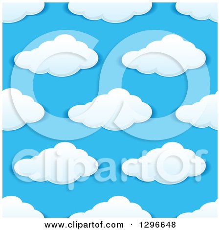 Clipart of a Seamless Pattern Background of Puffy Clouds in a Blue Sky 4 - Royalty Free Vector Illustration by Vector Tradition SM
