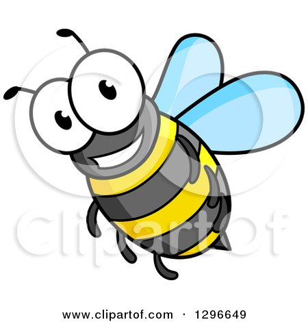 Clipart of a Cartoon Happy Bumble Bee - Royalty Free Vector Illustration by Vector Tradition SM