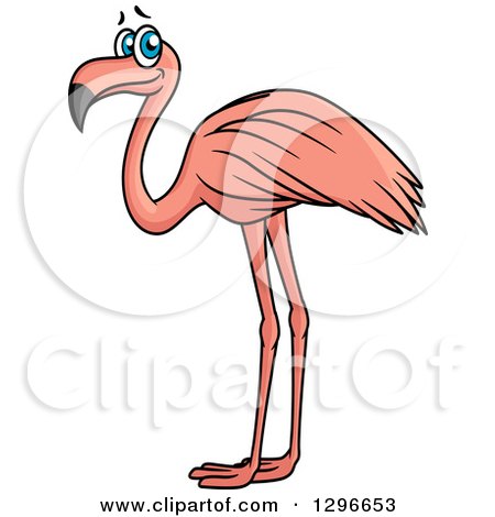 Clipart of a Cartoon Pink Flamingo Bird Facing Left - Royalty Free Vector Illustration by Vector Tradition SM