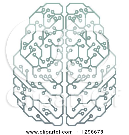 Clipart of a Gradient Green Artificial Intelligence Circuit Board Brain - Royalty Free Vector Illustration by AtStockIllustration