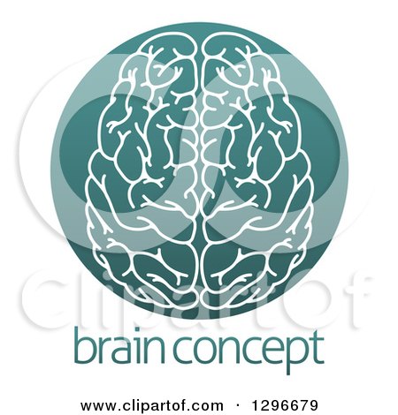 Clipart of a White Human Brain in a Circle over Sample Text - Royalty Free Vector Illustration by AtStockIllustration