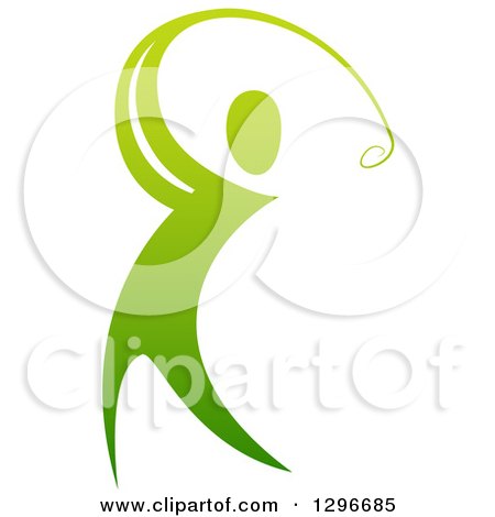 Clipart of a Gradient Green Man Swinging a Golf Club - Royalty Free Vector Illustration by AtStockIllustration